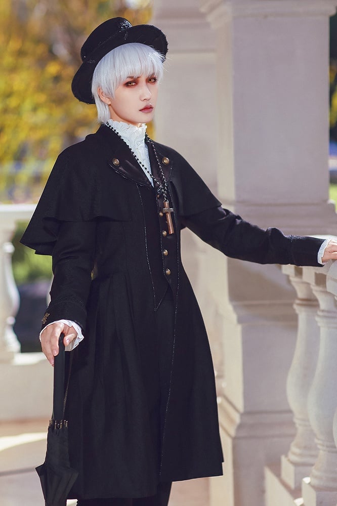 Coat Lolita Detachable Ouji Cape Aristocrat Design Vintage Fashion Black