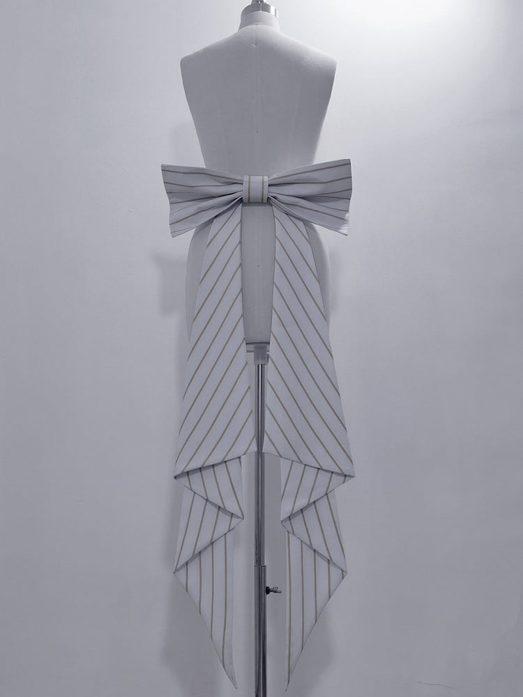 Big Theater Bunny Train Striped Bow White