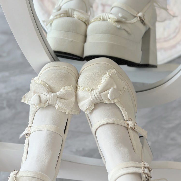 11CM bei Sweet Bow Heels High Lolita Plateau weißes Top