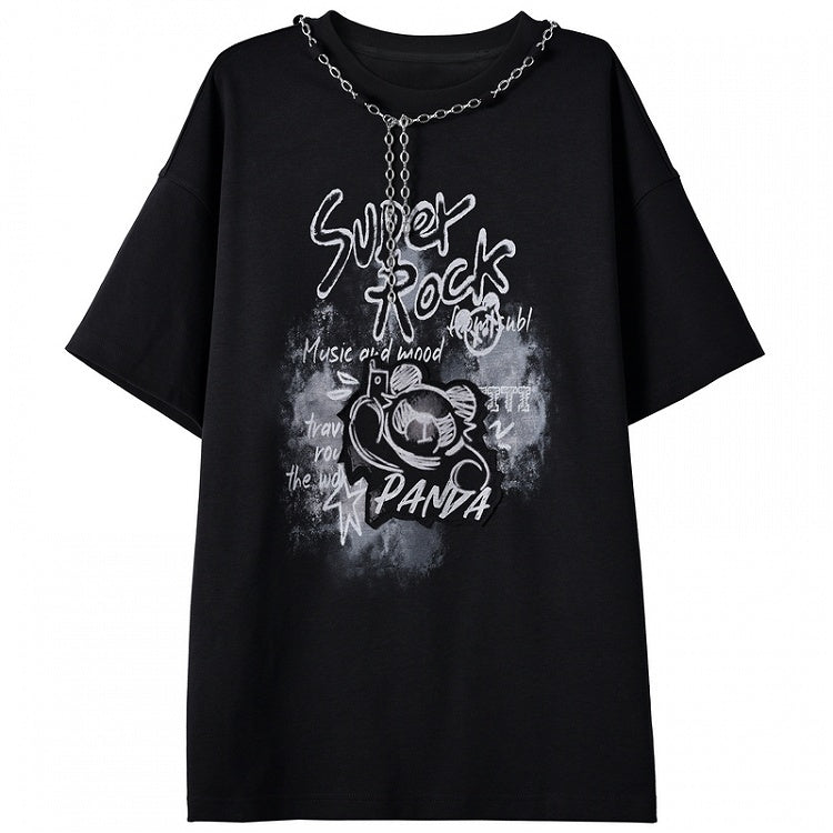 Version T-Shirt Y2K Black Graffiti Print Bittersweet Long/Short