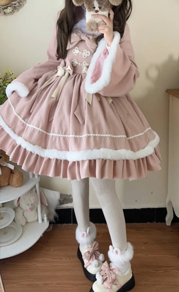 Plush Waist for 80-100CM Bolero Bust - High S Skirt + Pink Trimming Clearance Jumper Size