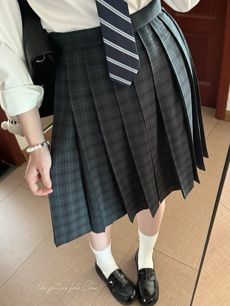 Länge 42CM/45CM/55CM/65CM Plaid Uniform Plissee Rock JK Grün Muster
