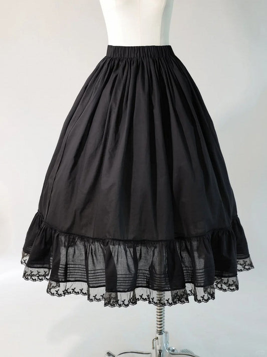 Under Lolita Black Skirt Lace Trim with