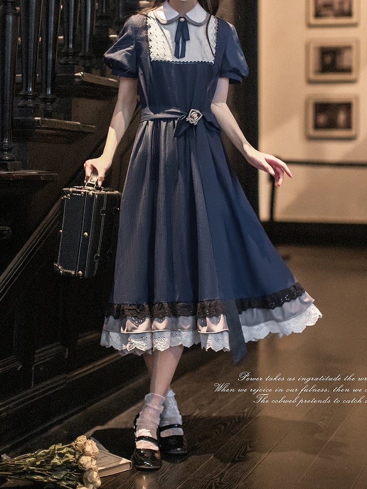 Delicate with Black Brooch Embroidery