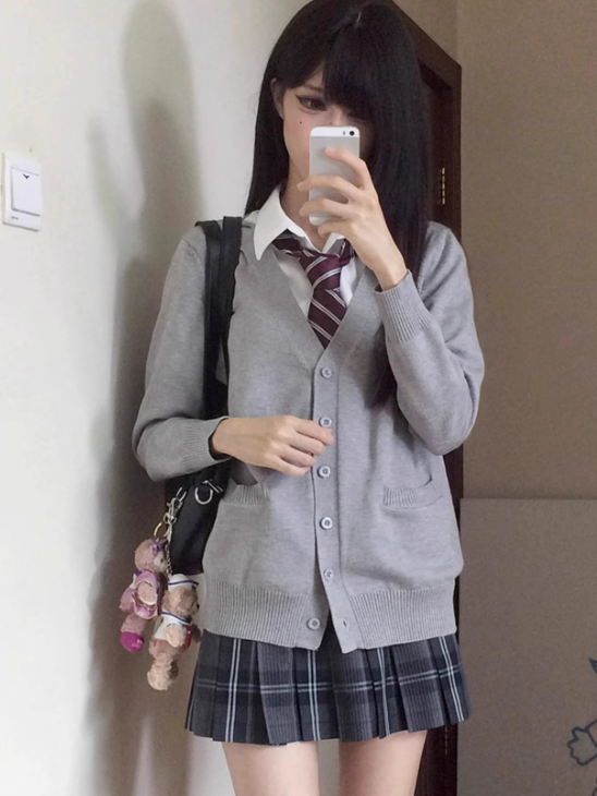 Rock 39CM Muster Plaid Uniform Schwarz JK Plissee