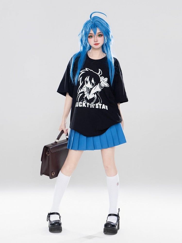 T-shirt Print Black Girl And Cartoon Letter