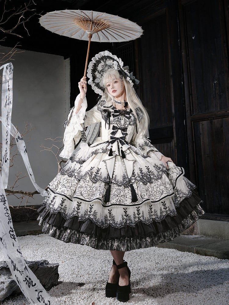 Tintenschimmer-Stil Schmetterling Schwarz Weiß Chinoiserie Stoff und