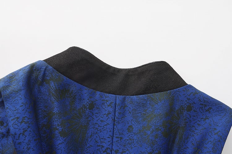 Langer ärmelloser Mantel und asymmetrische Ouji-Weste Blau Dunkelschwarz Lolita