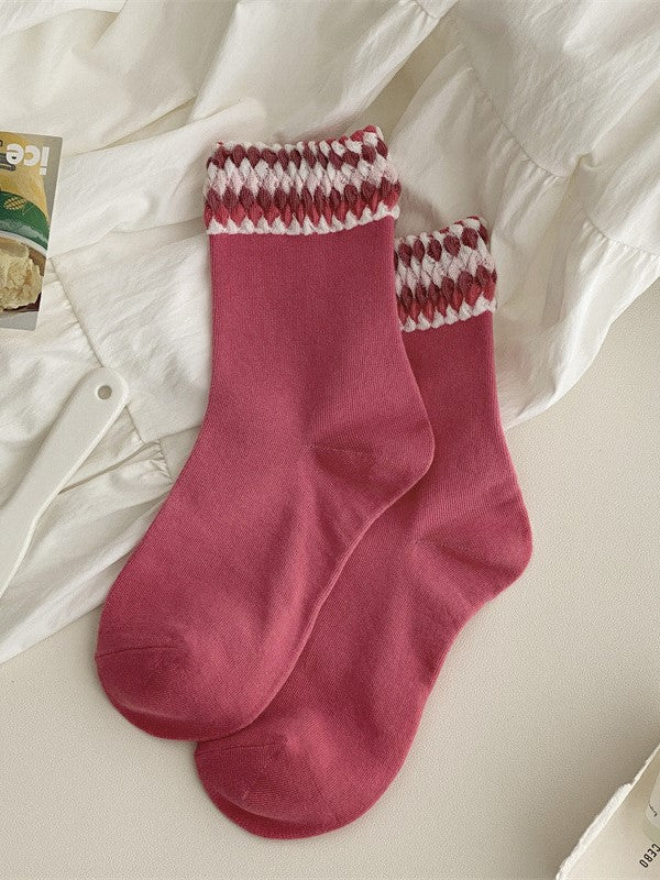 Calf Red/Yellow/Blue/White Lolita Socks