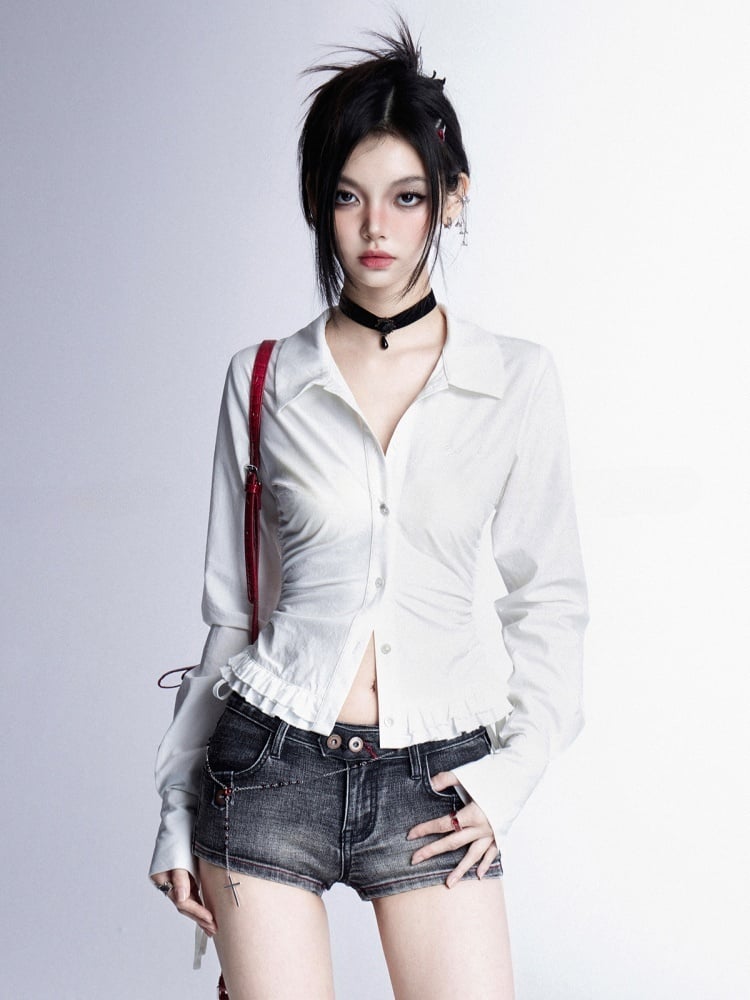 Slim-fitting Black Low Waist Glamorous Denim Shorts