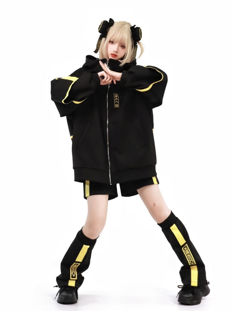 ブラックとイエローのルミナスフレアレッグスリーブ