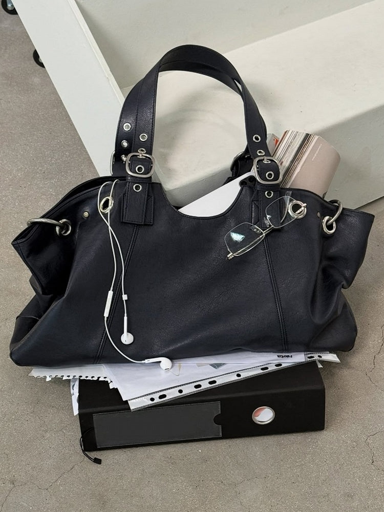Minimalist Tote Bag Large Capacity Edgy Black
