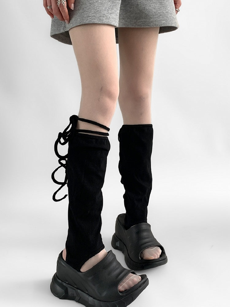Self-tie Straps Warmers Leg Black/Gray