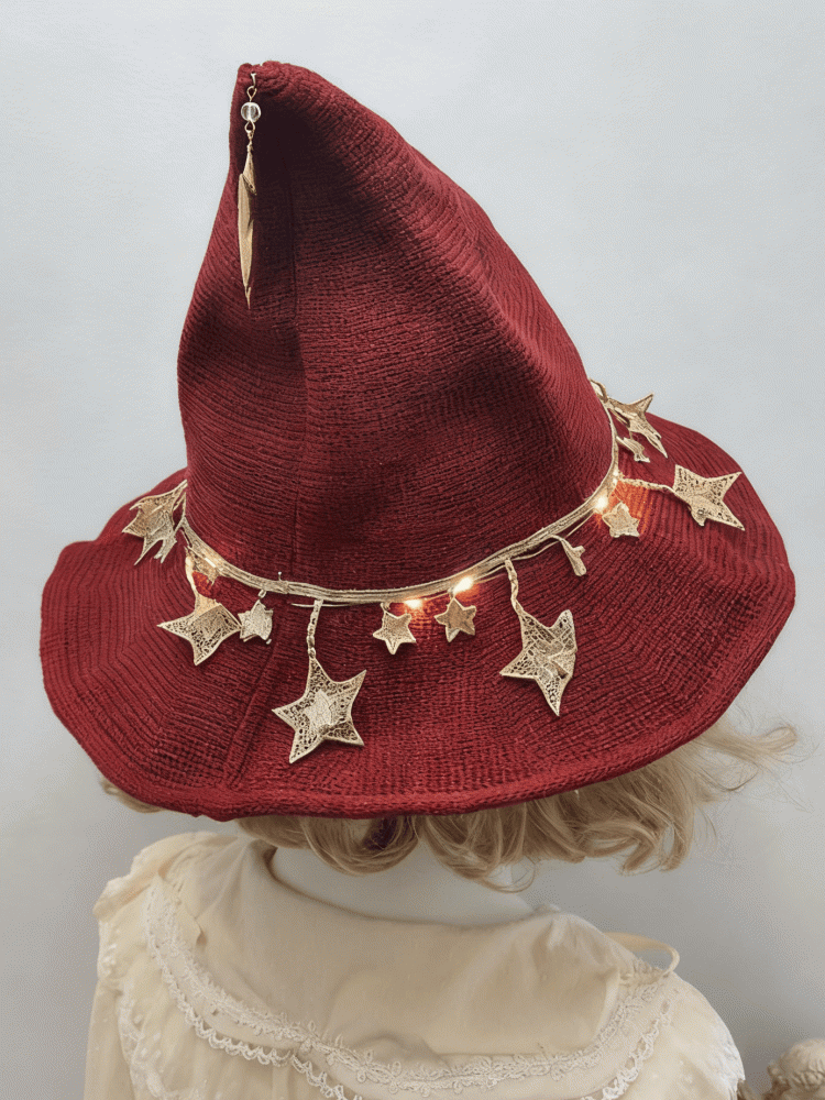 2 Stars Hat Red Halloween Wine Options Witch Decoration
