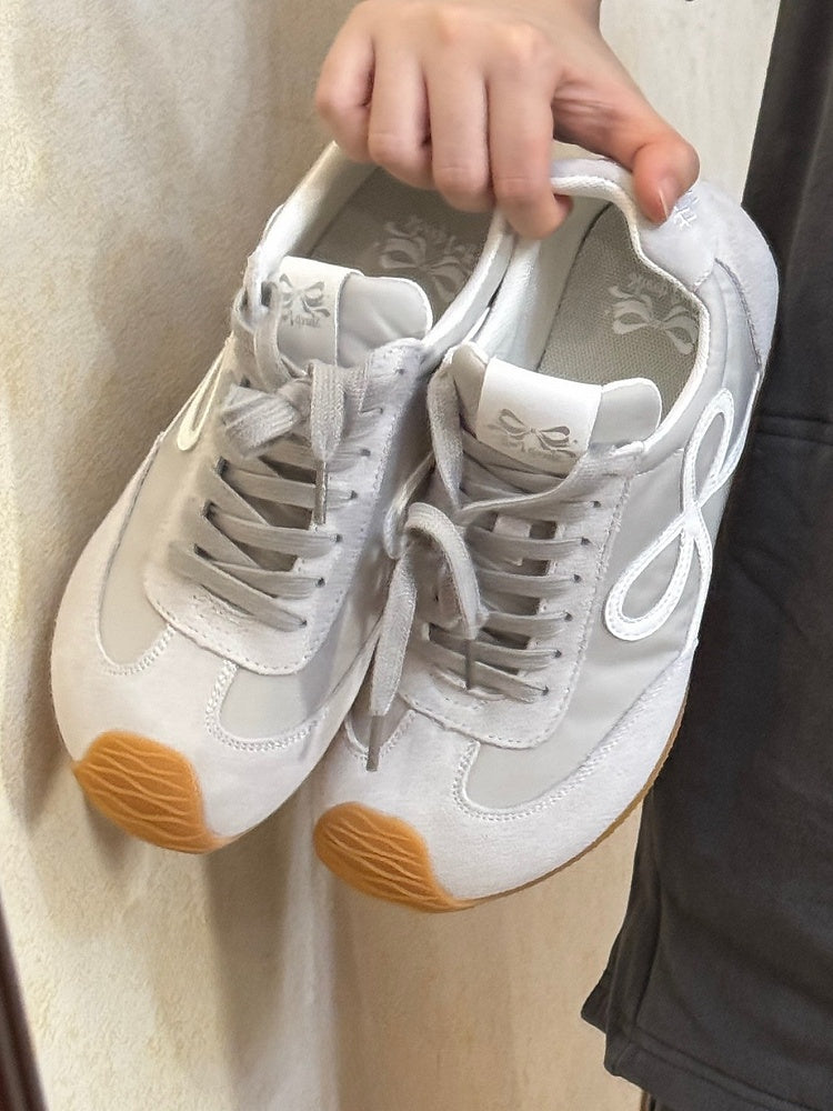 Schnürschuhe mit Schnürung vorne, graues Design, Schleife