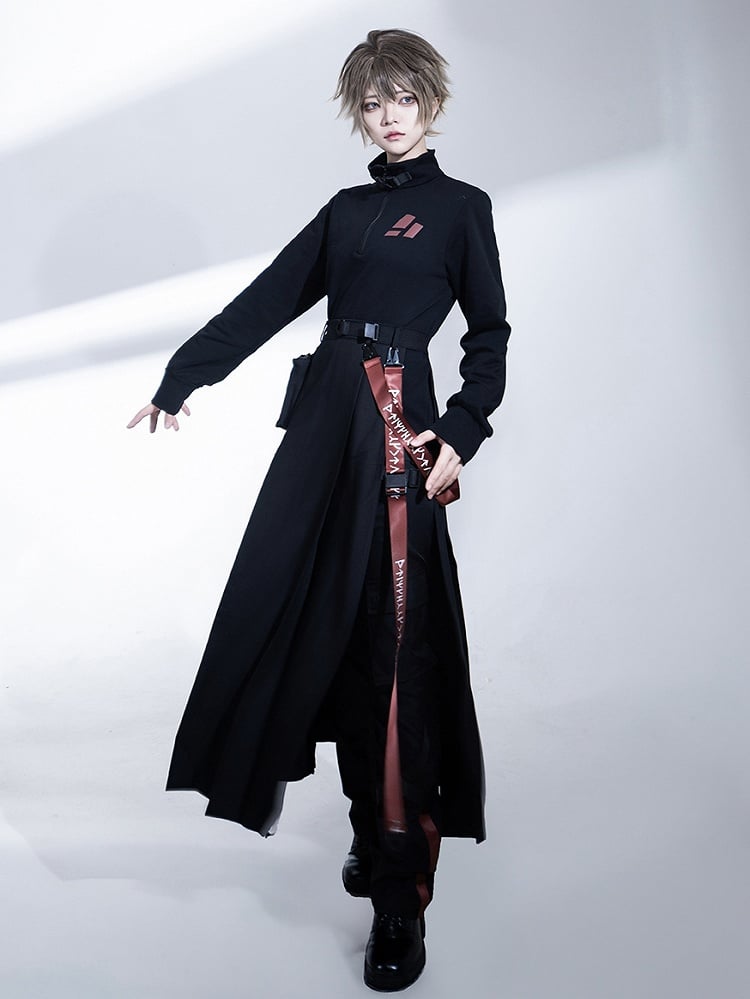and Black Waist Cargo Straps Bag Skirt High with Slit