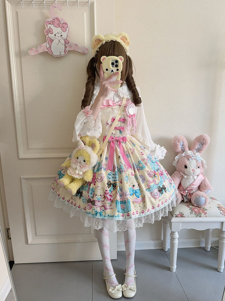 Skirt Print Teddy Lolita Jumper and Yellow Sweet Cream Ice