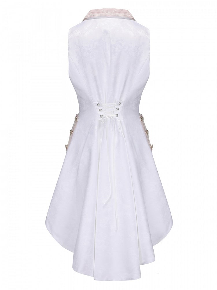 and Aristocrat Long Fashion Waistcoat White Pink Ouji Lolita