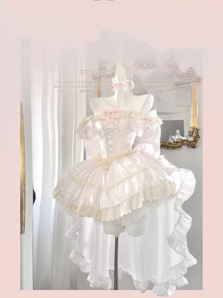 Light Dress Square Neckline and Short Puff Sleeves Sweet Lolita Princess Purple Puffy