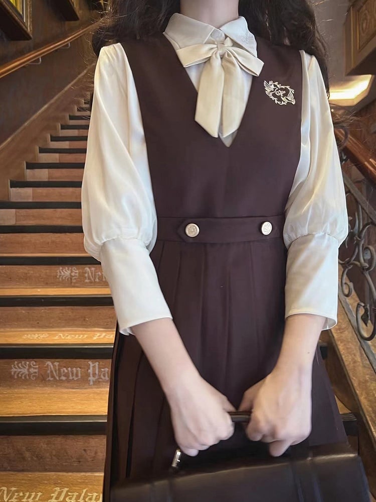 Leg-of-Mutton Gelb Creme Ärmel Chiffon Shirt