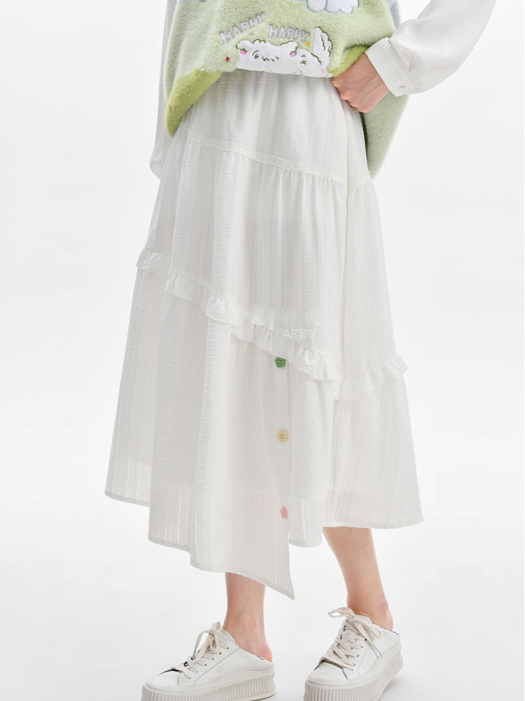 White Asymmetrical Hem Skirt