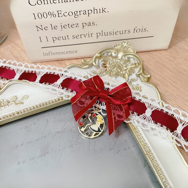 Lace Blue/Pink/Black/Red Choker in Alice Vibes Wonderland Trim