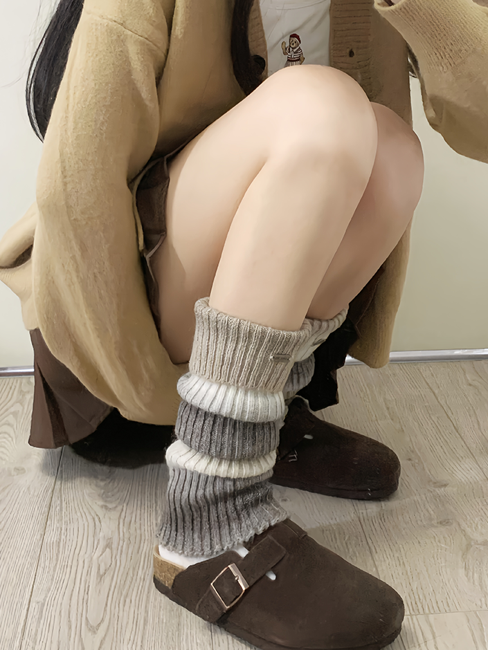 Coffee Y2K Knitted Leg Warmers