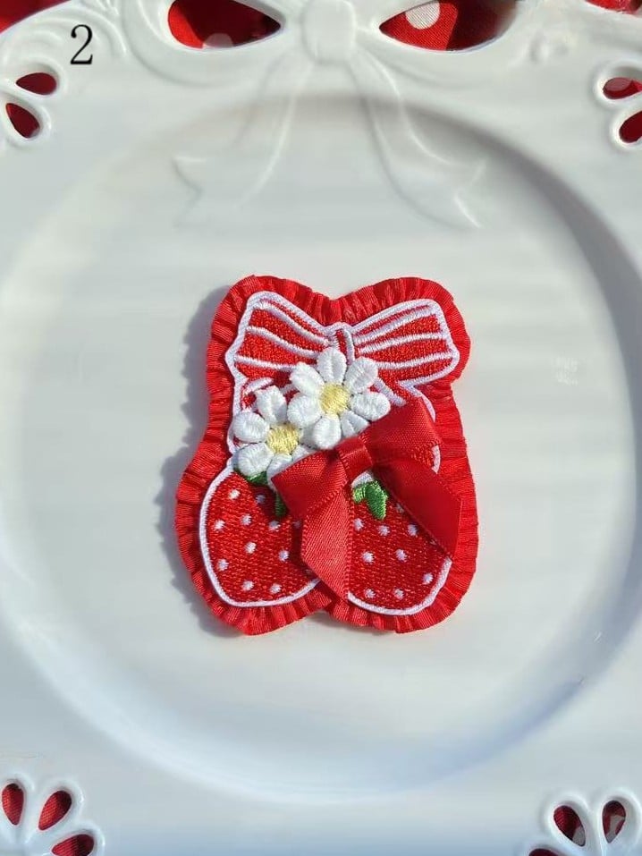 Bowknot 11 Brooch/Hairclip Decorated Options Cherry/Strawberry/Cake