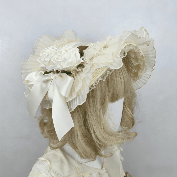 Floral Design Lace Straw Options Bow 4 Trim Bonnet Big