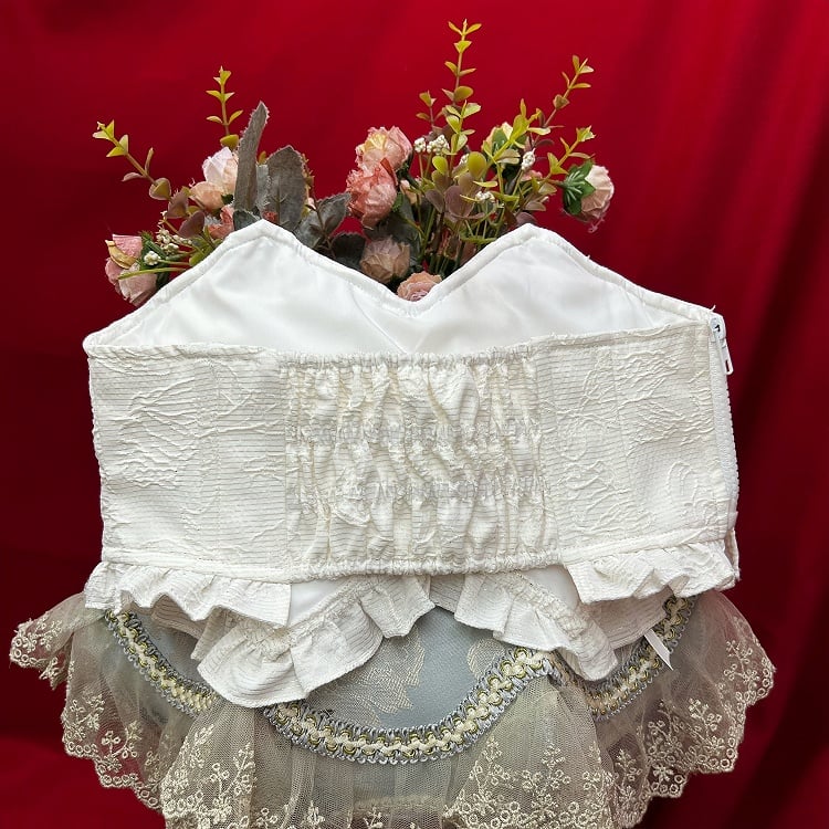 Jacquard Lolita Gothic Corset Belt White