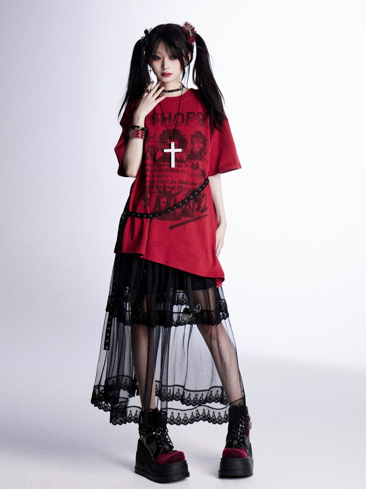 Tiered Mesh Skirt Trim Black Lace