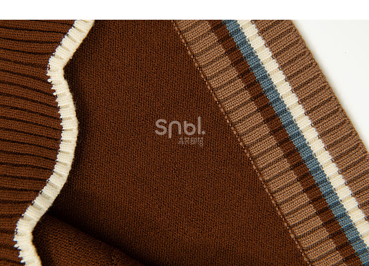 Bunny Daisies Embroidery Cardigan Brown and