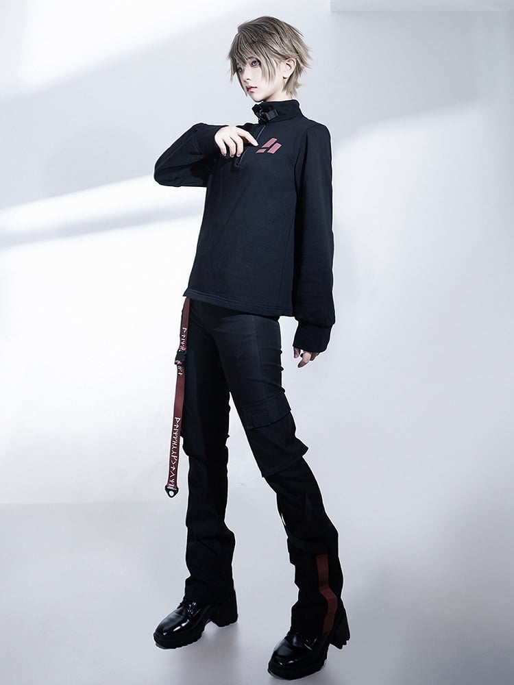 Cargo Futuristic Buckle Strap Lolita Techwear Ouji Pants Black