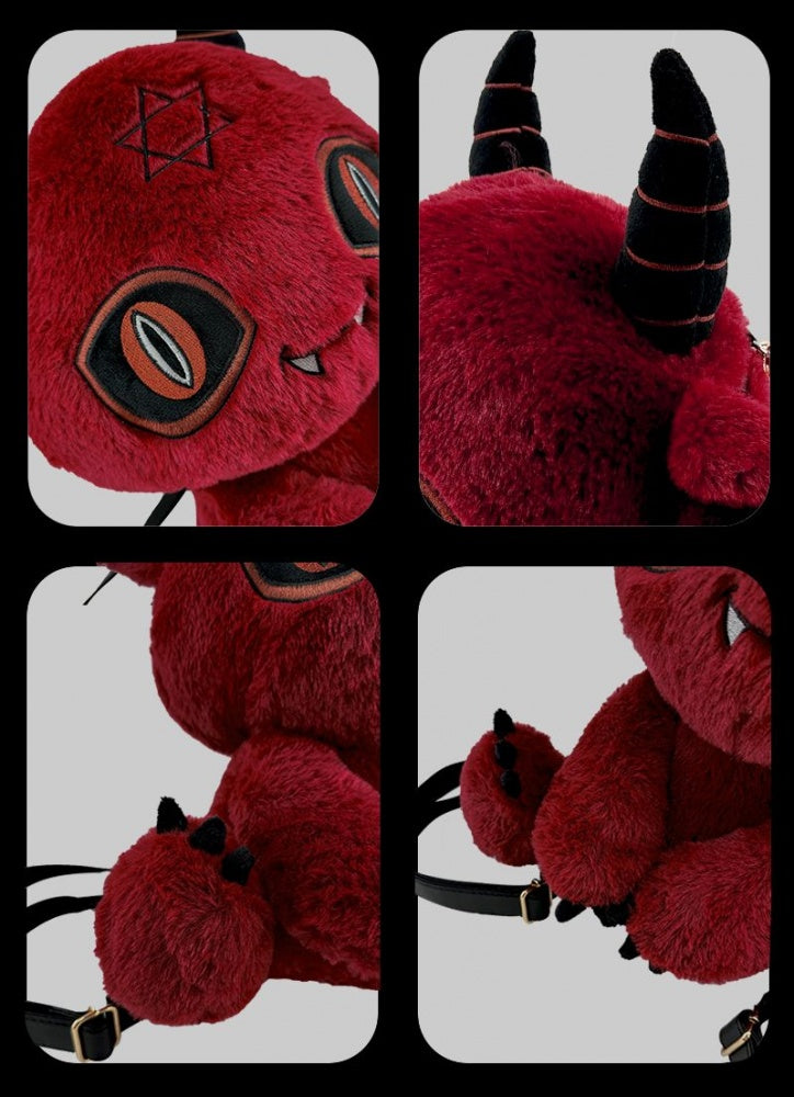 Red Devil Gothic Plüsch Rucksack Tasche