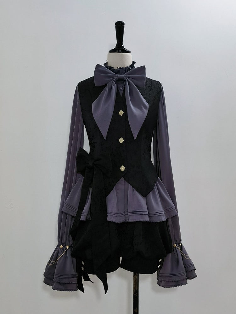 Sleeves Purple Neckline Bishop Poet Ruffle Blouse