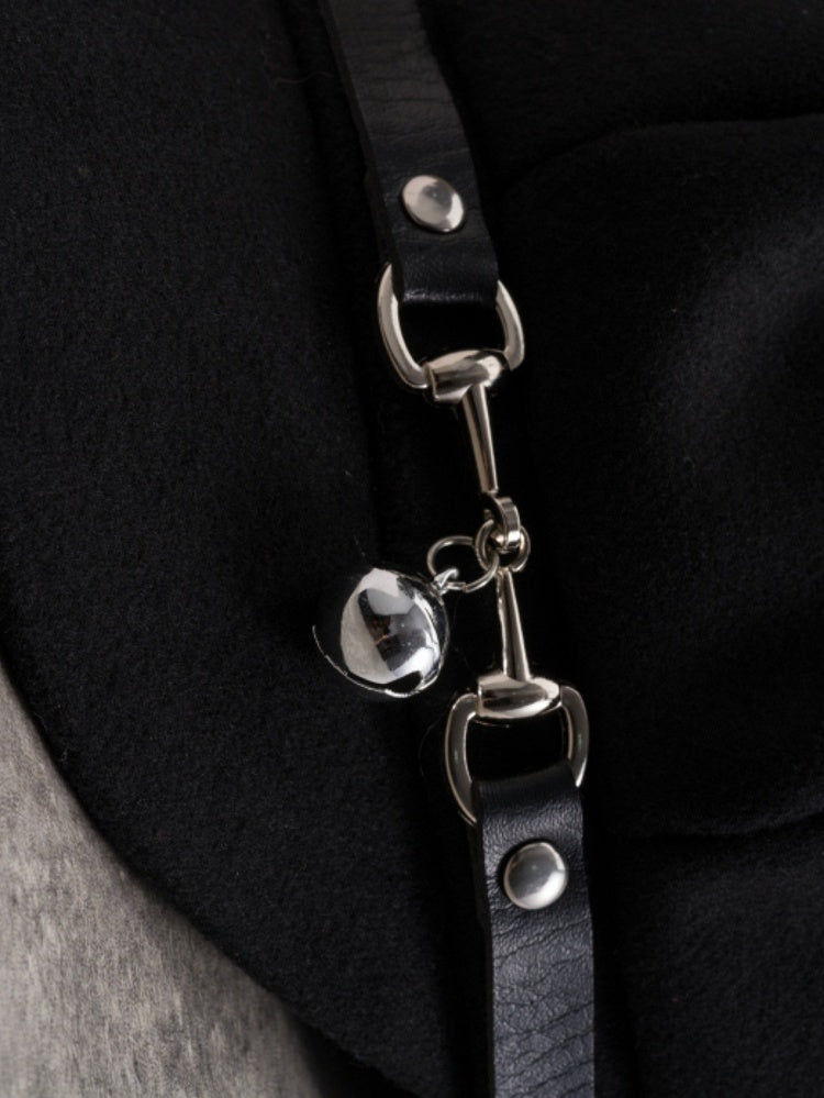 Hut Katze Schnalle Ohr Schwarz Design Gothic Glocke Charme Baskenmütze