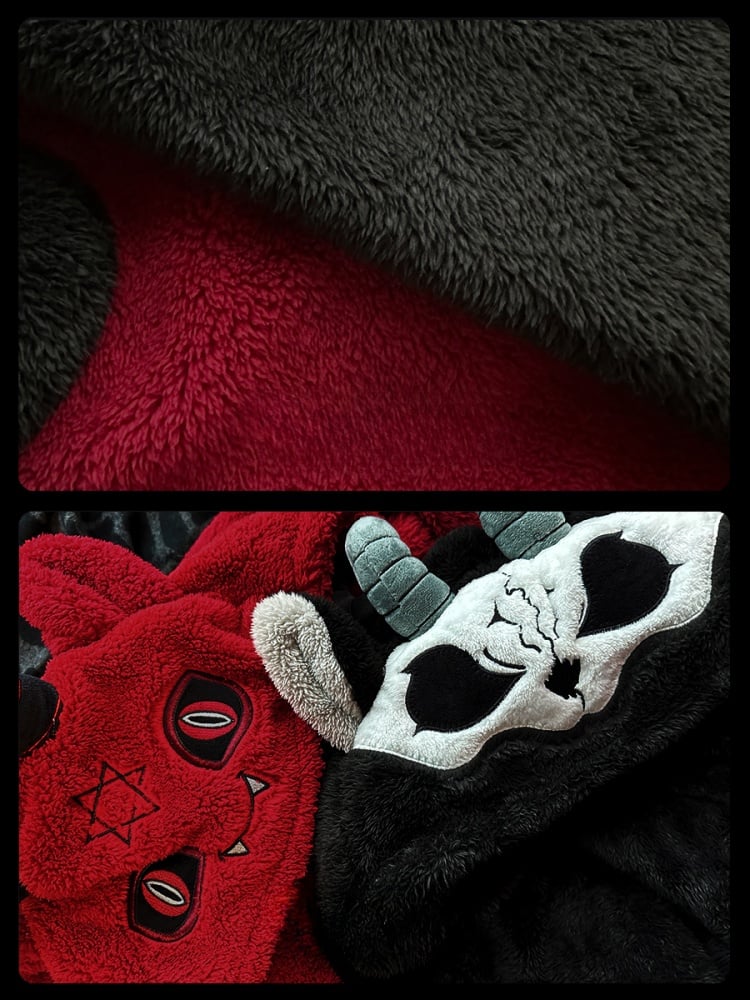 Red Devil Gothic Winter Plüsch Pyjama Nachthemd