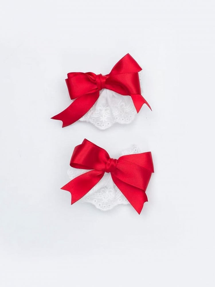 / Hairclip Blue Bowknot Red