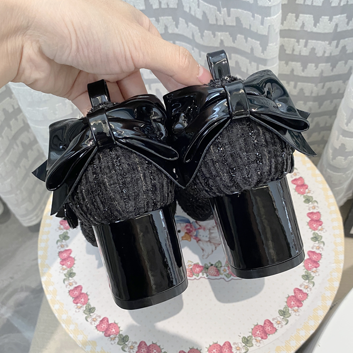 Schwarze Lolita Mary Janes mit runder Zehenpartie und 5,5 cm Blockabsatz