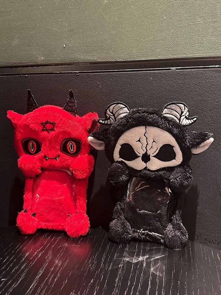 Black and White Grim Reaper Gothic Plush Card Holder