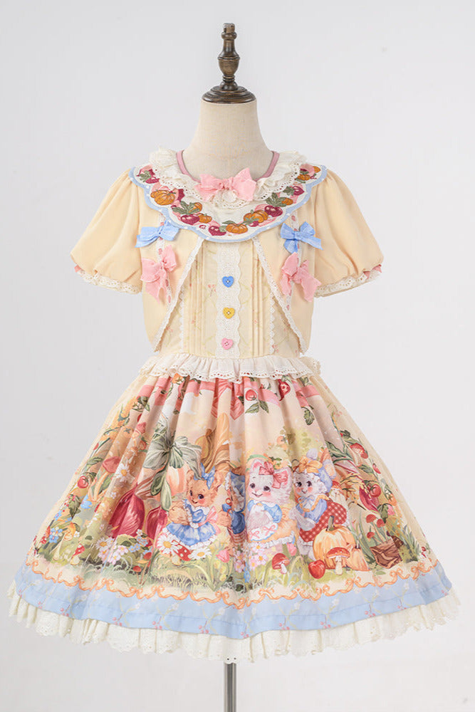 Apron + Reservations Suspender Print Dress Layered Carrot