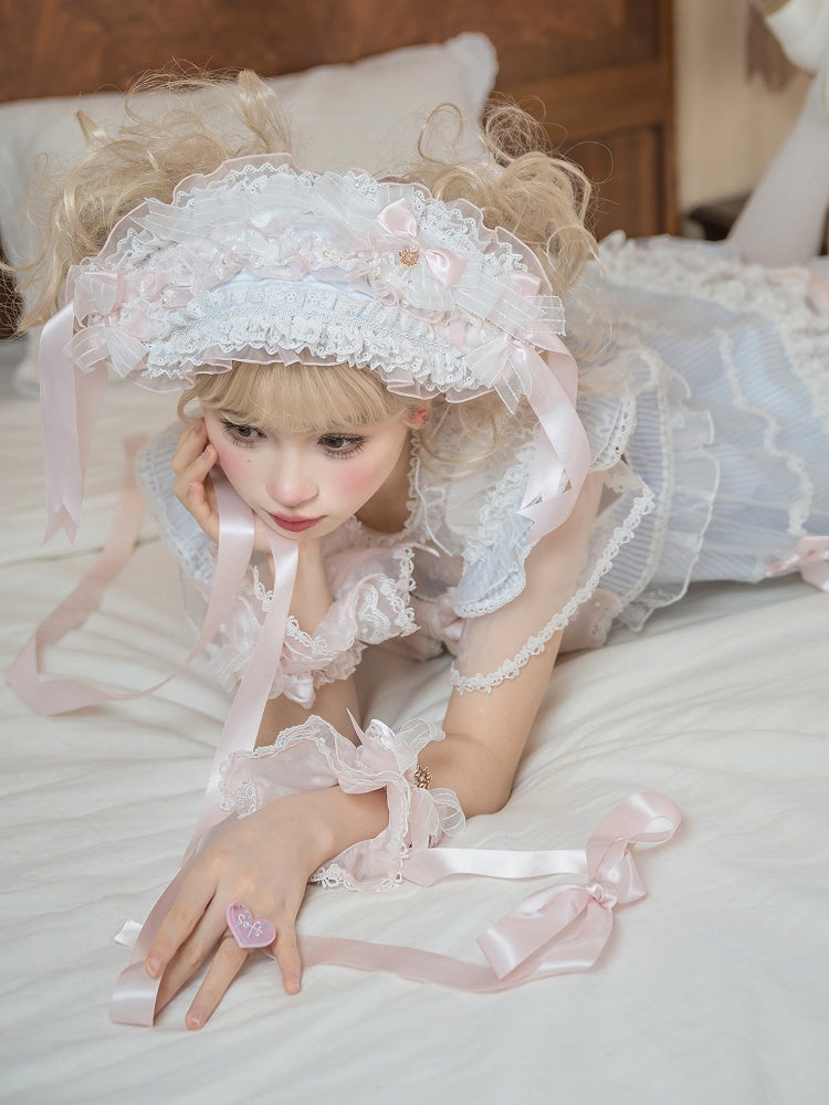 und blau-rosa Haarband mit Schleife Details Lolita