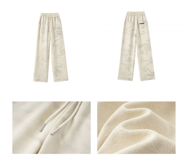 ウェイストランドパンクベージュ伸縮性ウエストパンツ