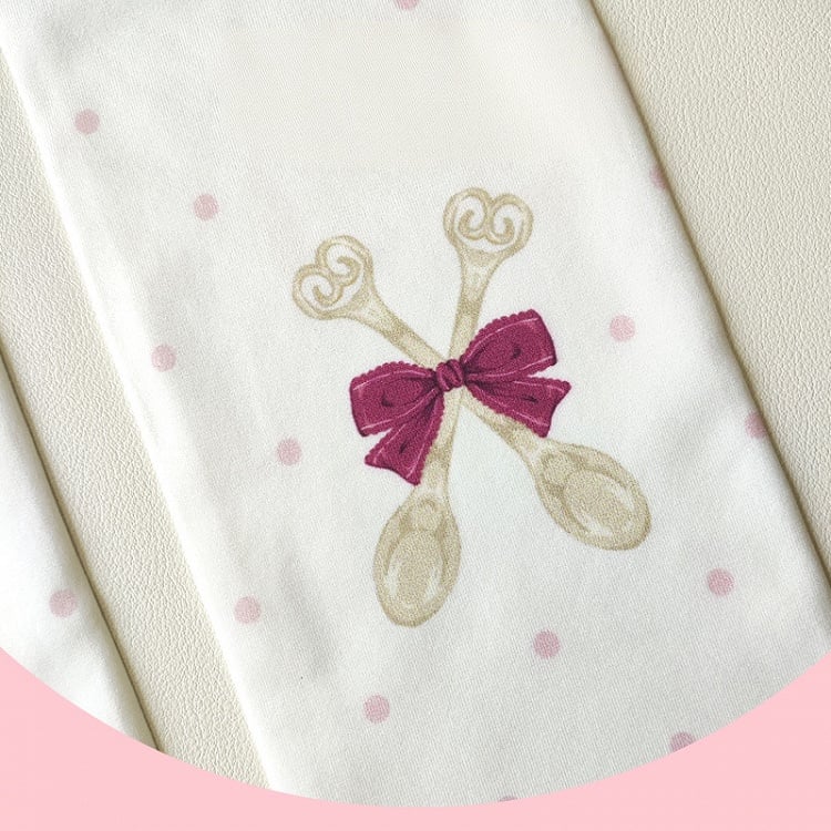 White Polka-dot Spoon and Bow Pattern Over Knee Stockings