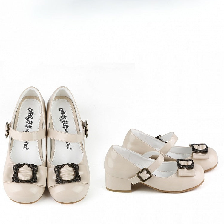 Top Bow Mary PU at Classic Beige - Janes Picture Elegant Lolita Frame Design