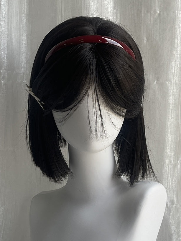 Black Tea Shoulder Length Straight Synthetic Wig