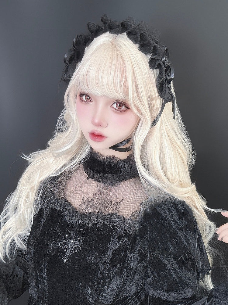With Blonde Bangs Length Wavy Wig 60CM Air