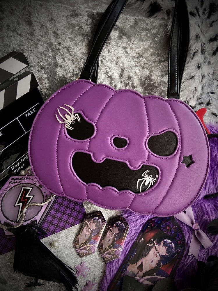 Halloween Lila Kürbis Ita Tragetasche Schnürung auf beiden Seiten Schleife