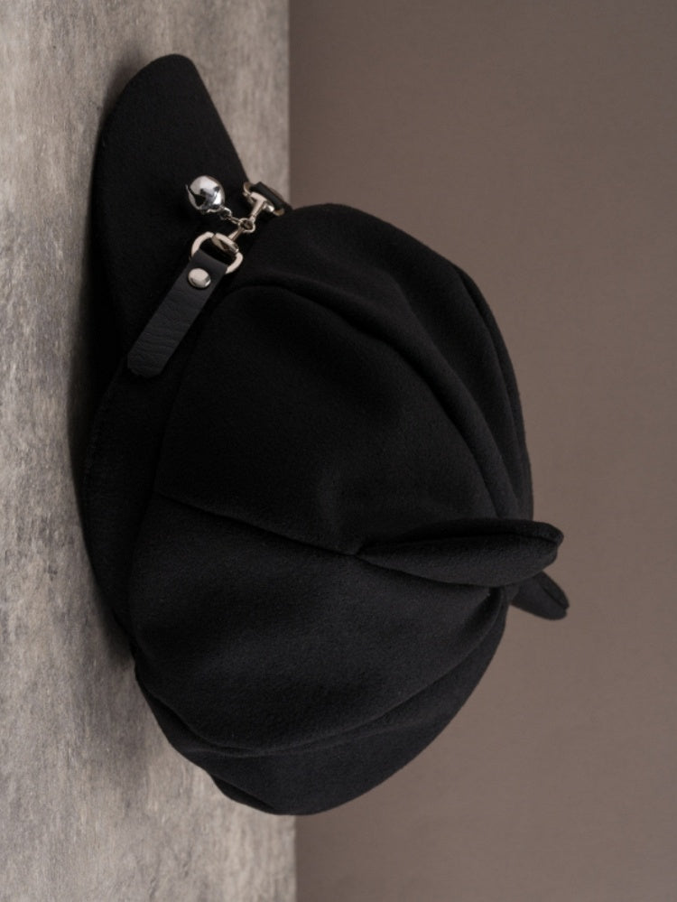 Hut Katze Schnalle Ohr Schwarz Design Gothic Glocke Charme Baskenmütze
