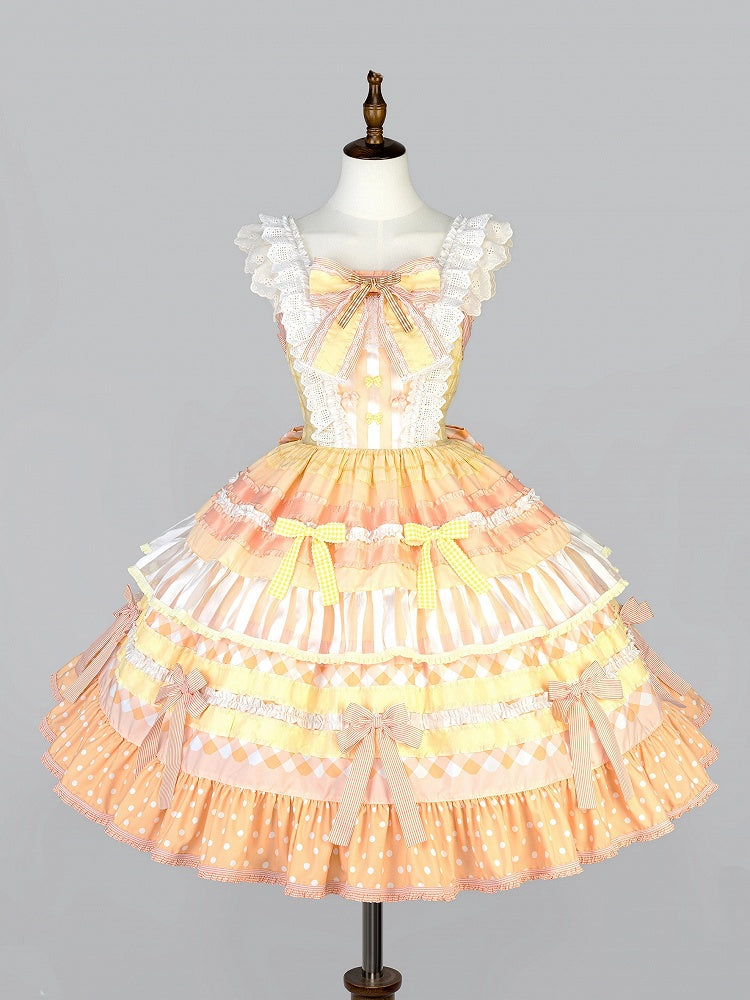 Cake Accents Persimmon Lolita Tiered Bow Orange Sweet Dress Skirt